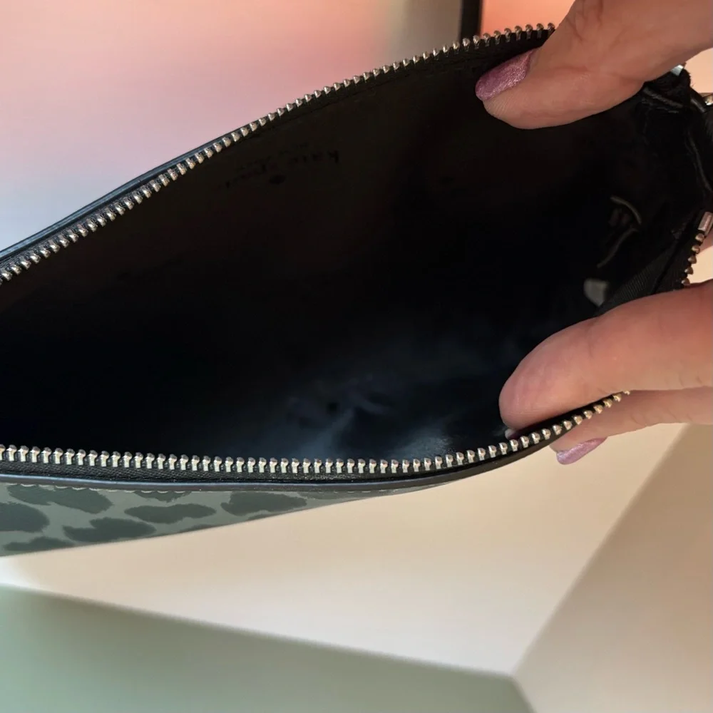 KATE SPADE Leather Leopard Print Crossbody Bag in Black and Grey NWT - Picture 4 of 5